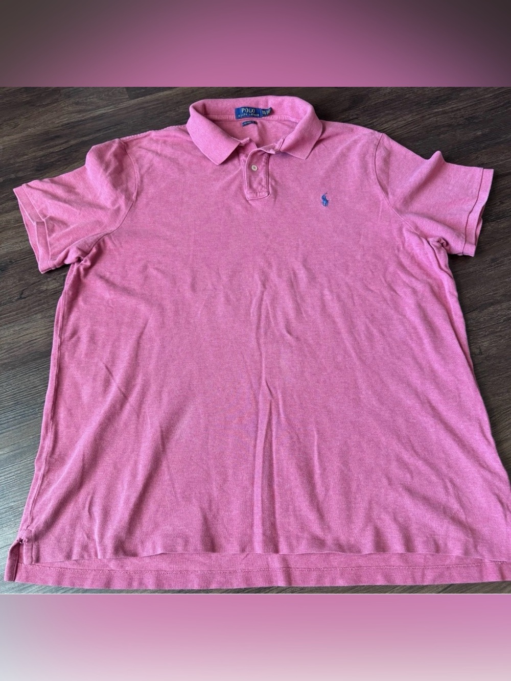 Polo by Ralph Lauren Men's Heather Pink Polo with Navy Pony